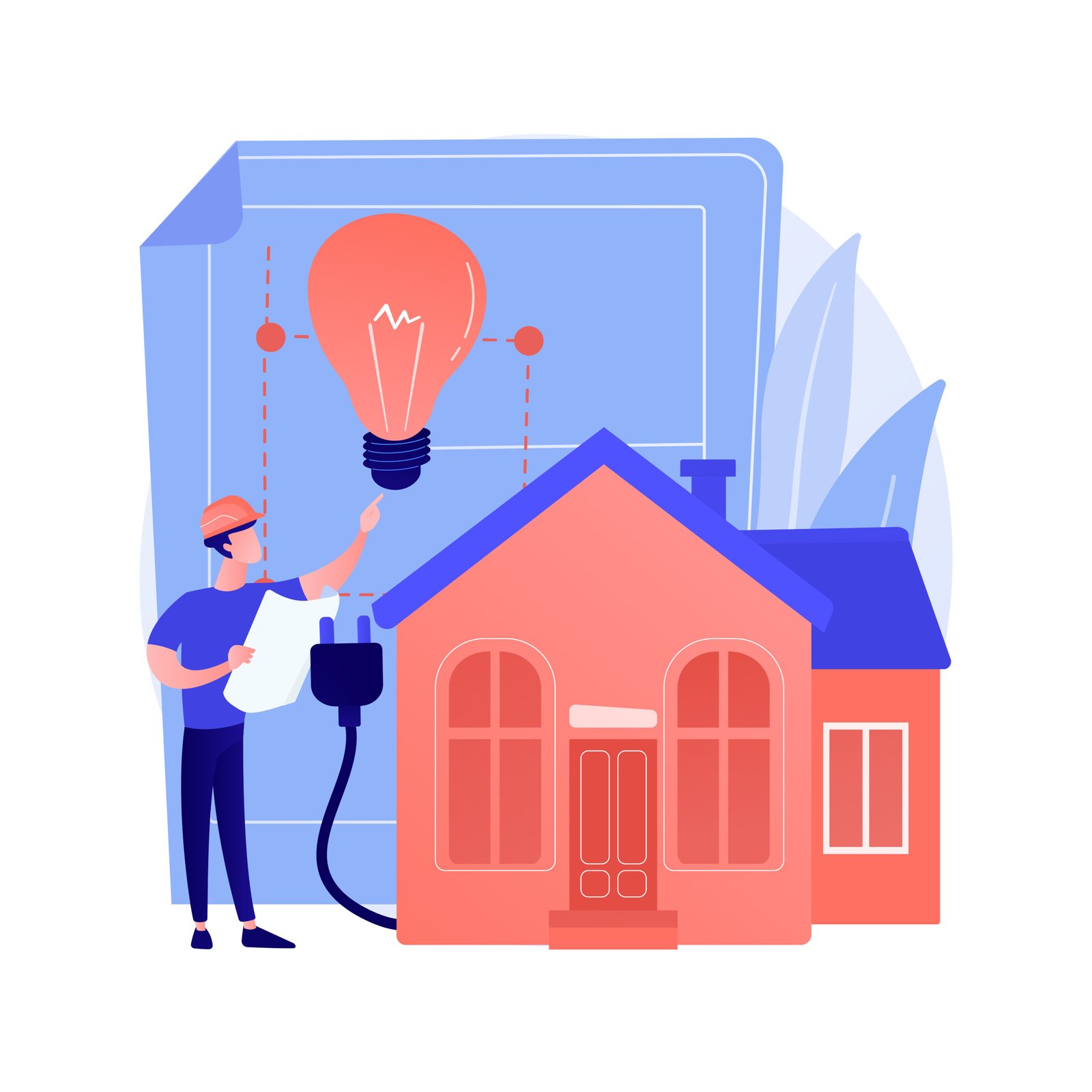 Residential electrical construction abstract concept vector illustration.